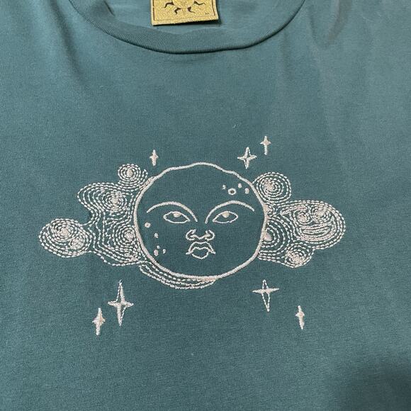 Lazy Oaf x Laura Callaghan Moon Embroidered T-shirt Designer Avant Garde Medium - Picture 2 of 7